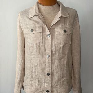 Jones New York Beige Linen Jean Type Jacket Size M